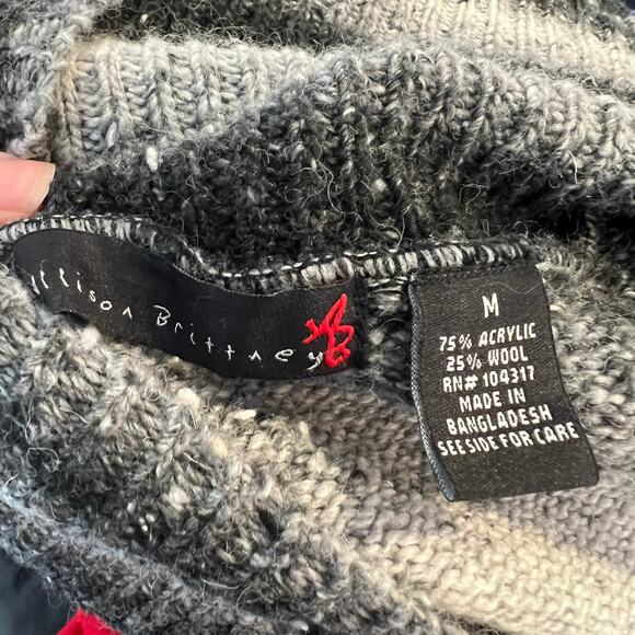 Vintage Y2K Wool Blend Button Up Cardigan Sweater Belted Black White Medium - Picture 9 of 15